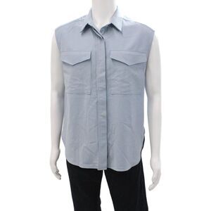 Closed Mens Sleeveless Collared Button-Down Shirt Blue Size S